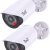 BNT Dummy Fake Security Camera, with One Red LED Light at Night, for Home and Businesses Security Indoor/Outdoor (2 Pack, White)
